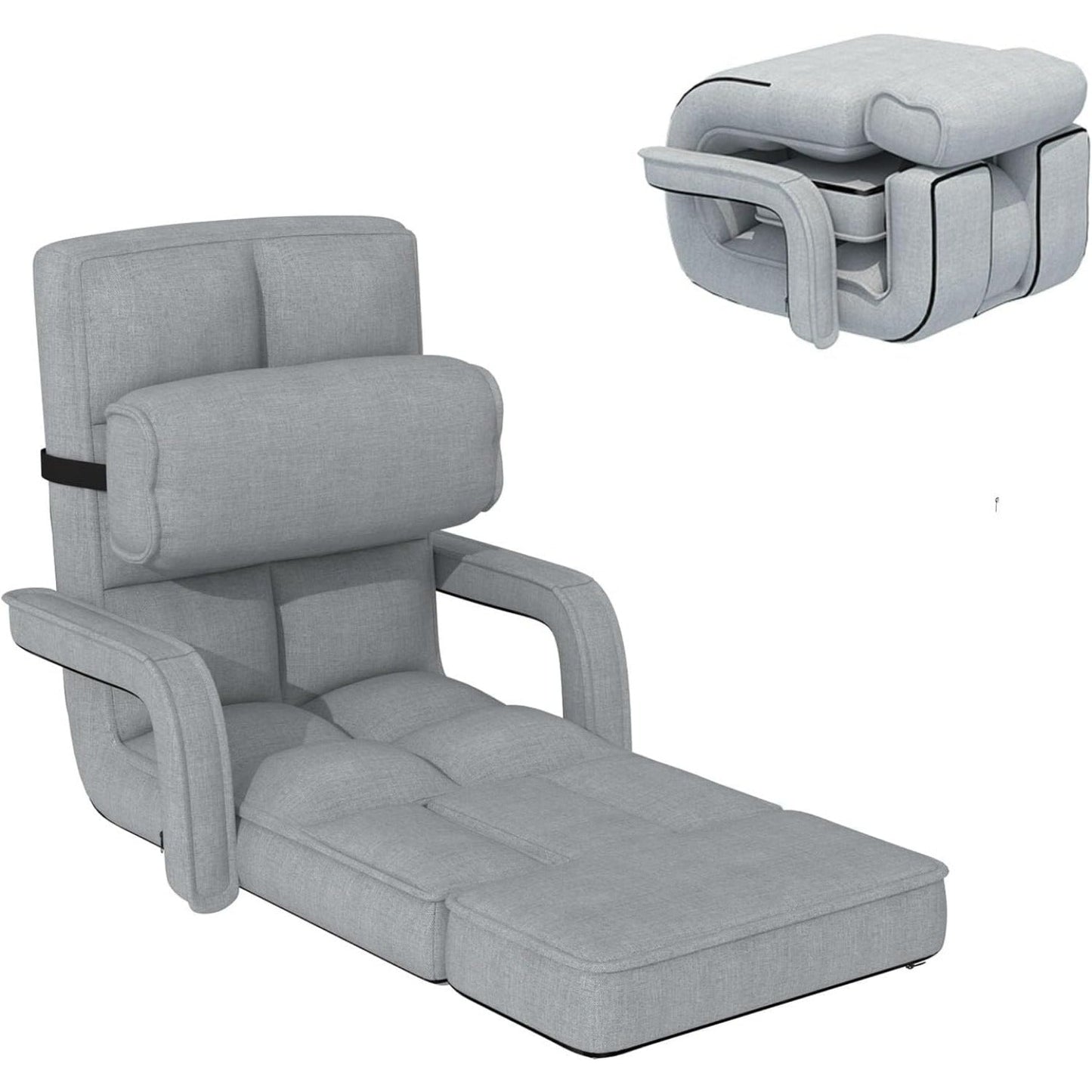 YODOLLA Folding Floor Chair, Small Sofa with Adjustable Backrest and Footrest