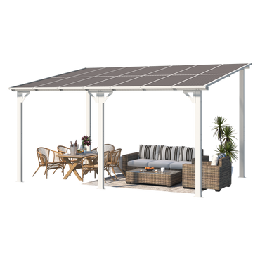 YODOLLA 14' x 10' Hard Top Lean to Gazebo for Patio, White