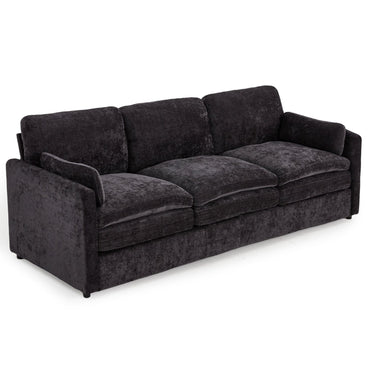 YODOLLA 89" Chenille Sofa, 3-Seater, 2 Removable Pillows, Black