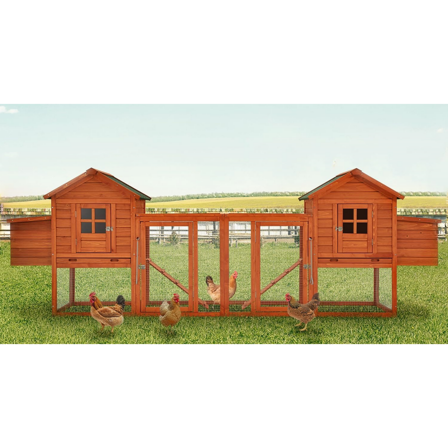 YODOLLA 123" Large Wooden Chicken Coop for 4-6 Chickens, Natural Wood