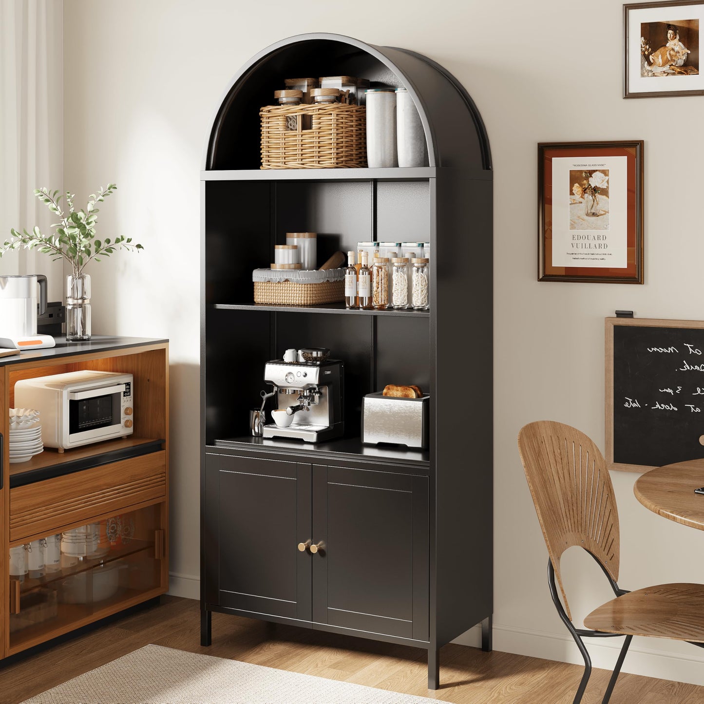 YODOLLA 73'' Arched Metal Bookshelf Display Cabinet