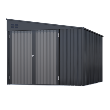 YODOLLA 8x10 Lean-to Shed, Outdoor Storage Shed, Dark Grey