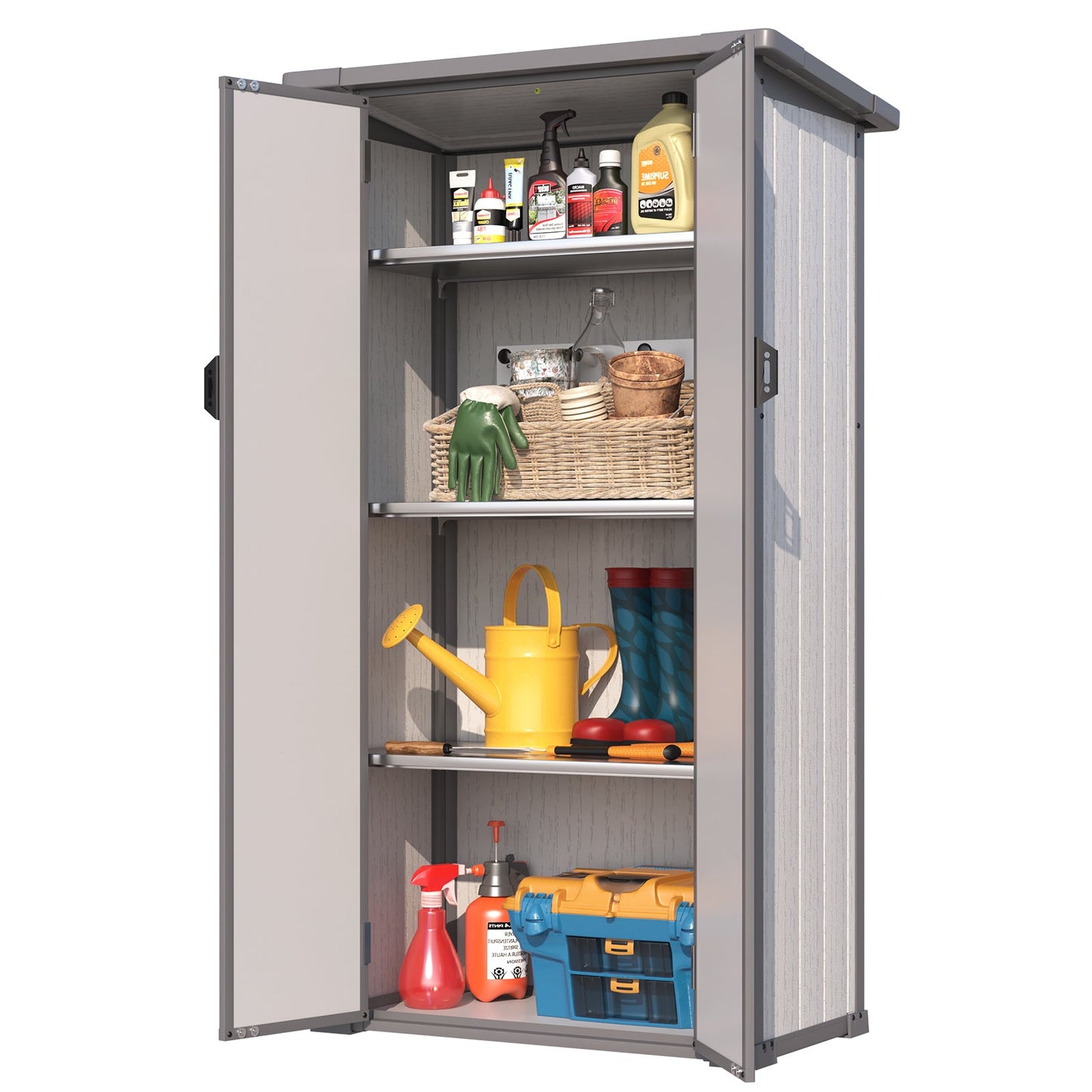 YODOLLA Tall Resin Outdoor Storage Cabinet Waterproof with Adjustable Shelves