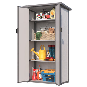 YODOLLA Tall Resin Outdoor Storage Cabinet Waterproof with Adjustable Shelves