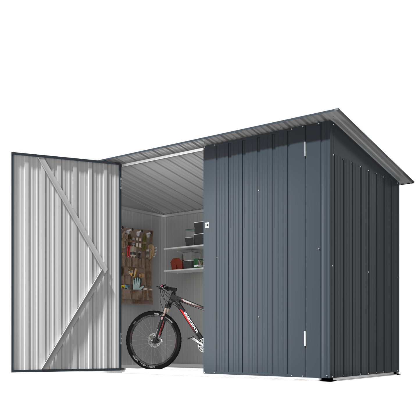 YODOLLA 7x3 Outdoor Bike Storage Shed, Lean to Sheds, Dark Gray