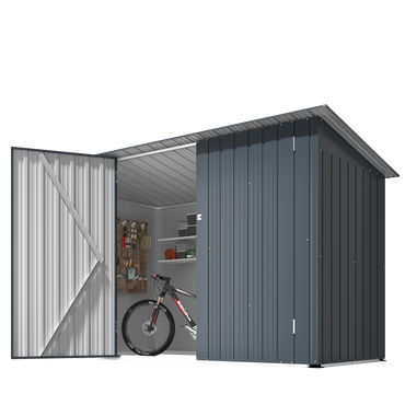 YODOLLA 7x3 Outdoor Bike Storage Shed, Lean to Sheds, Dark Gray