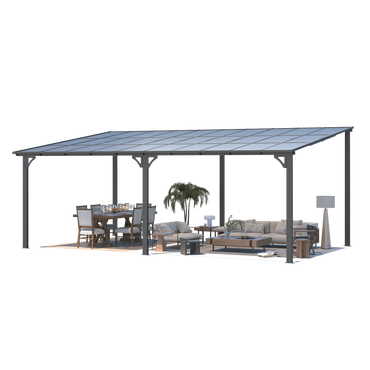 YODOLLA 20' x 12' Gazebo for Patio, Large Wall-Mounted Hard Top Lean-to Gazebo Pergola