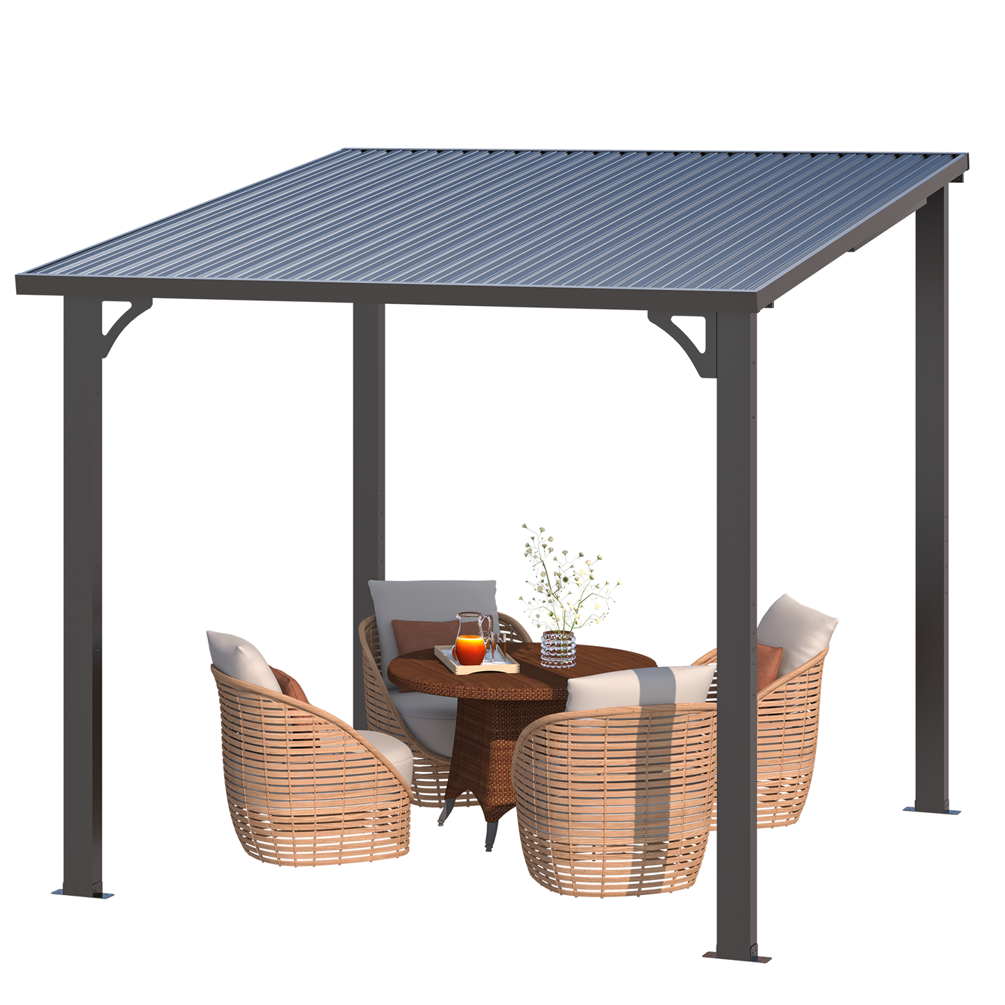 YODOLLA 8' x 8' Outdoor Pergola Hardtop Gazebo,Dark Grey