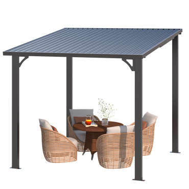 YODOLLA 8' x 8' Outdoor Pergola Hardtop Gazebo,Dark Grey