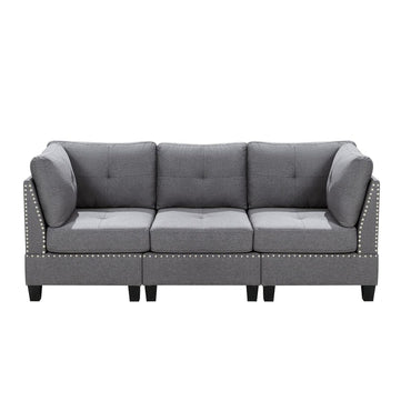 YODOLLA 88.6” L-Shaped Sofa Couch with Reversible Chaise, Fabric Gray