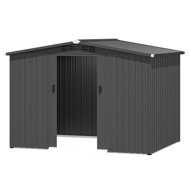 YODOLLA 6' x 8' Storage Shed with Sliding Door, Dark Grey