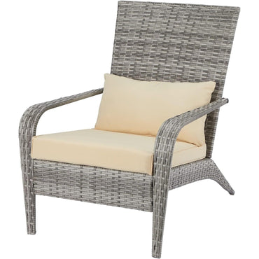 YODOLLA Patio Wicker Adirondack Chair, Coconino Rattan Dining Chairs,Grey