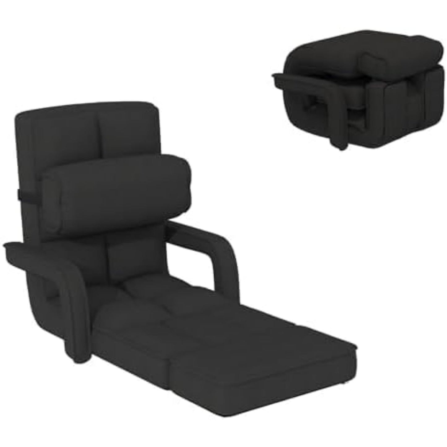 YODOLLA Folding Floor Chair, Small Sofa with Adjustable Backrest and Footrest