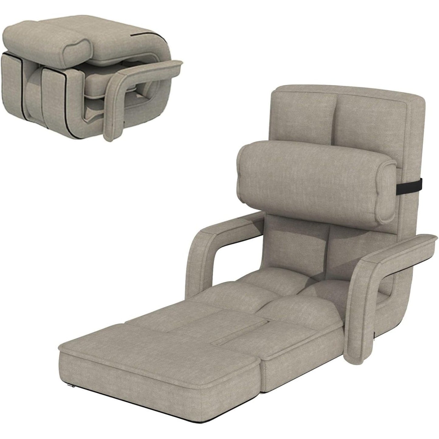 YODOLLA Folding Floor Chair, Small Sofa with Adjustable Backrest and Footrest