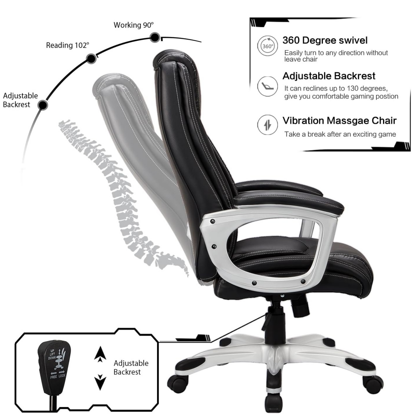 YODOLLA Office Chair Ergonomic Leather Office Chair