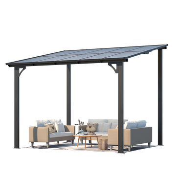 YODOLLA 10' x 8' Lean to Gazebo Pergola for Patio, Dark Grey