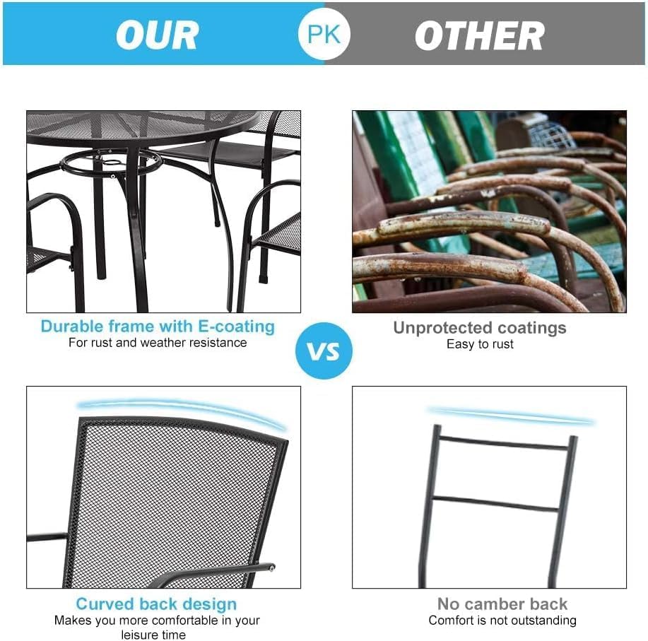 YODOLLA 5 Piece Outdoor Dining Sets with 1.73" Umbrella Hole