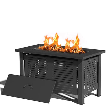 YODOLLA 43 Inch Metal Fire Pit Table Outdoor Fireplaces with Waterproof Cover,