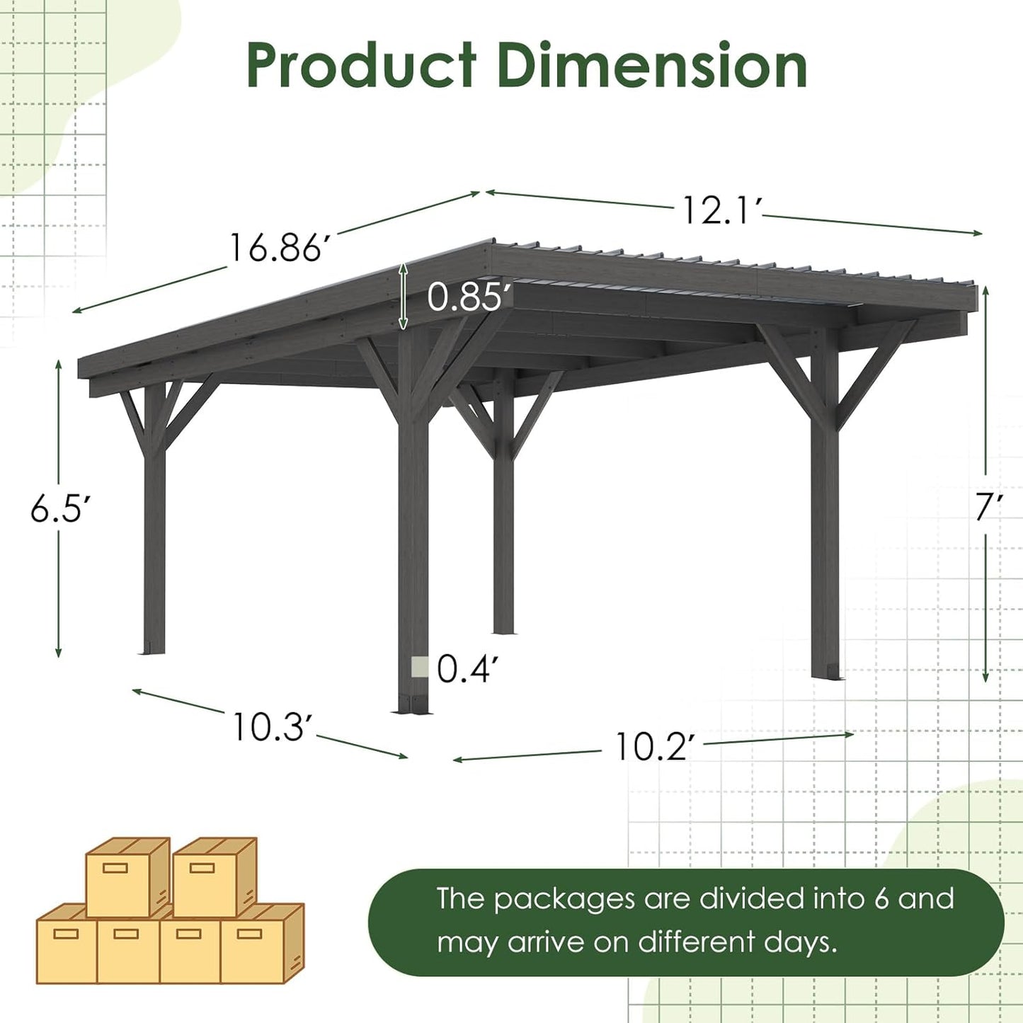 YODOLLA 12'x17' Wood Gazebo, Hardtop Outdoor Pergolas for Patio