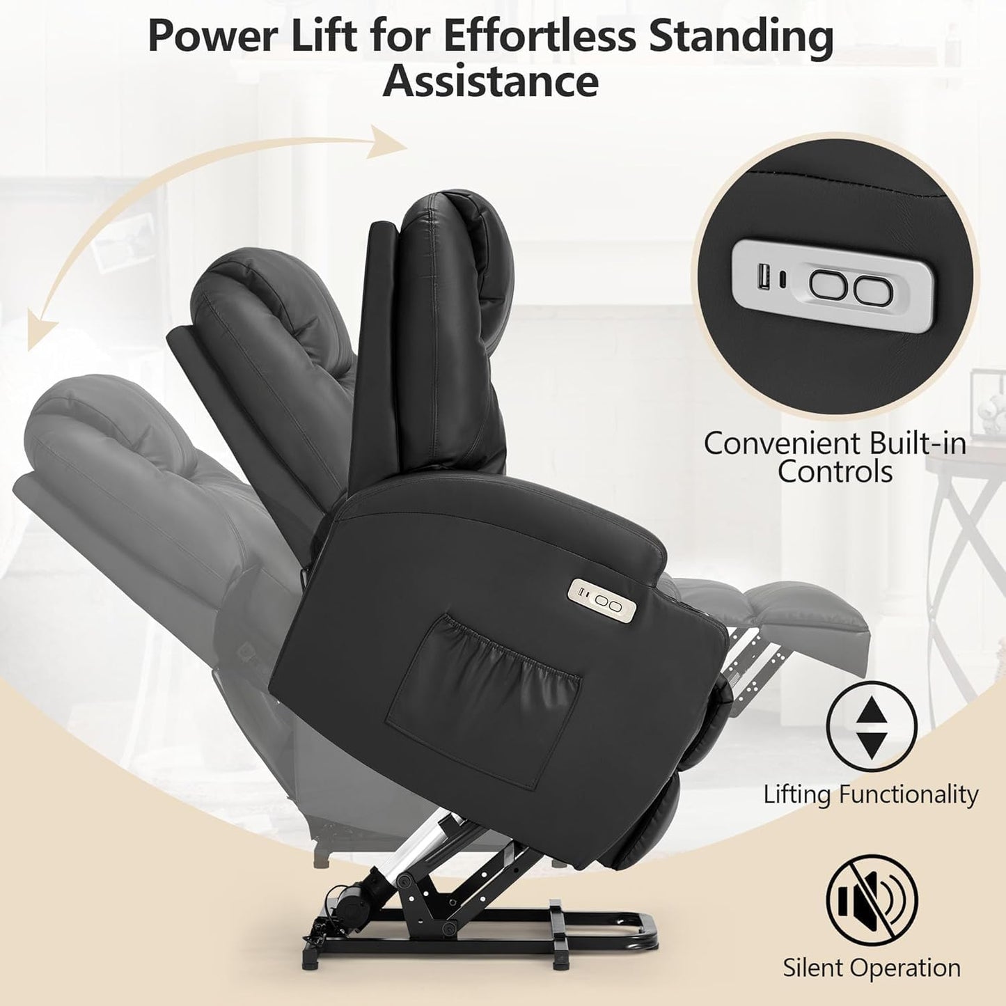 YODOLLA Power Lift Recliner Chair Electric Lift Chair Sofa