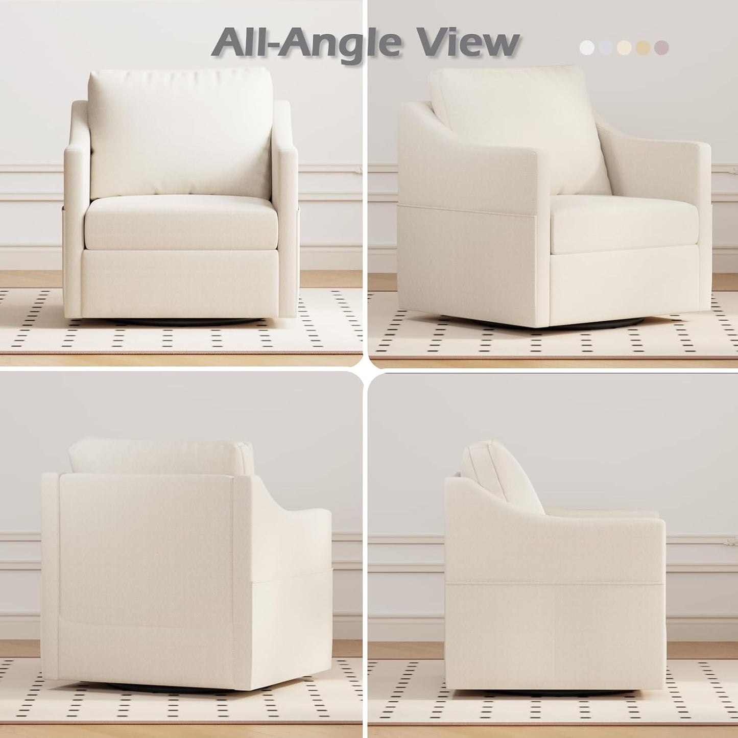 YODOLLA Swivel Armchair Fabric Accent Chair Nursery Rocking Chairs