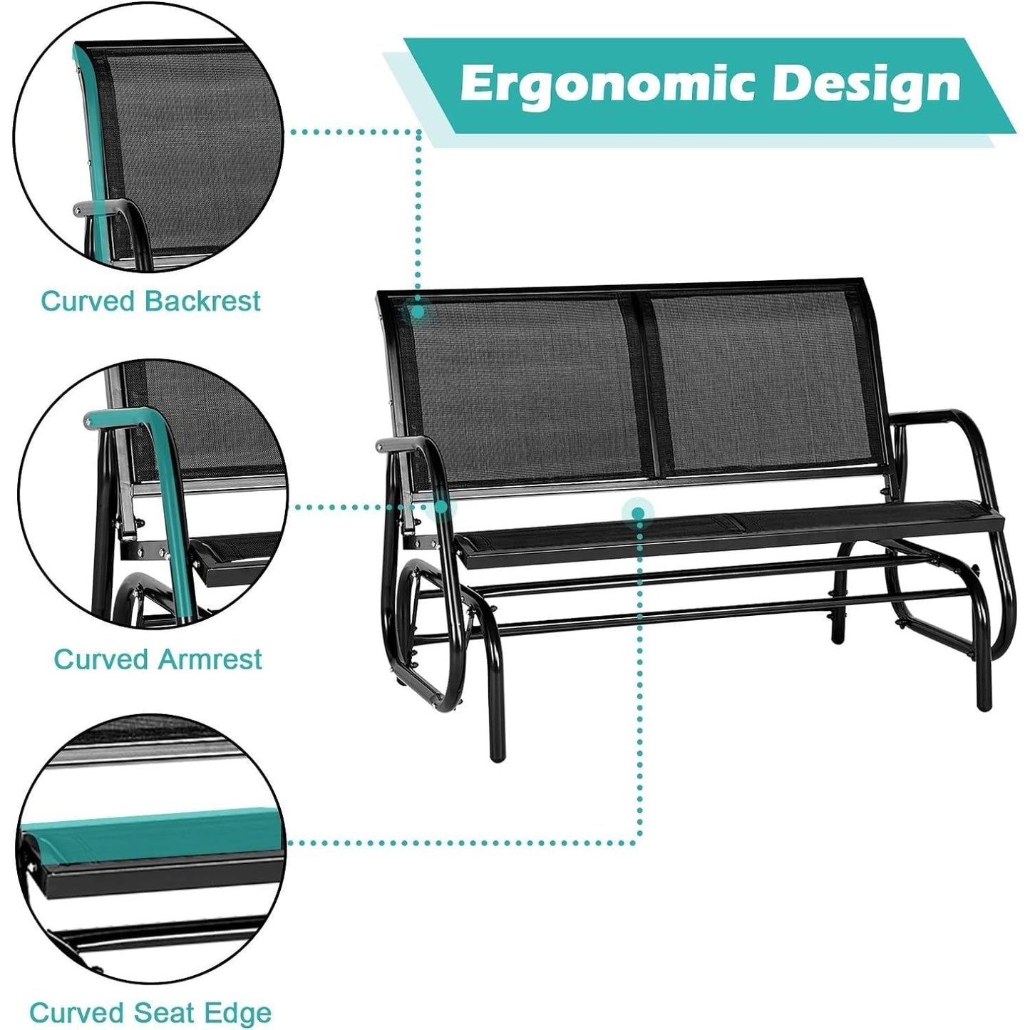 YODOLLA Outside Patio Glider Bench for 2 Persons