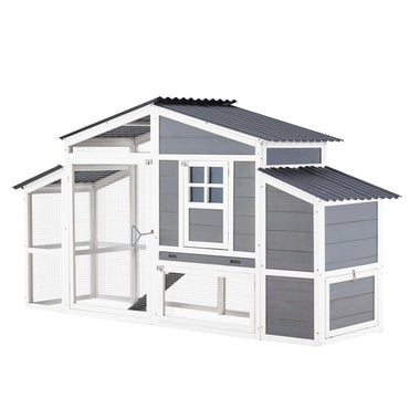 YODOLLA 81" Wooden Chicken Coop Chicken House, Grey & White