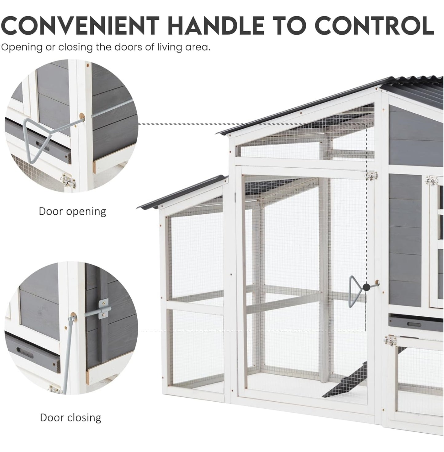 YODOLLA 81" Wooden Chicken Coop Chicken House, Grey & White