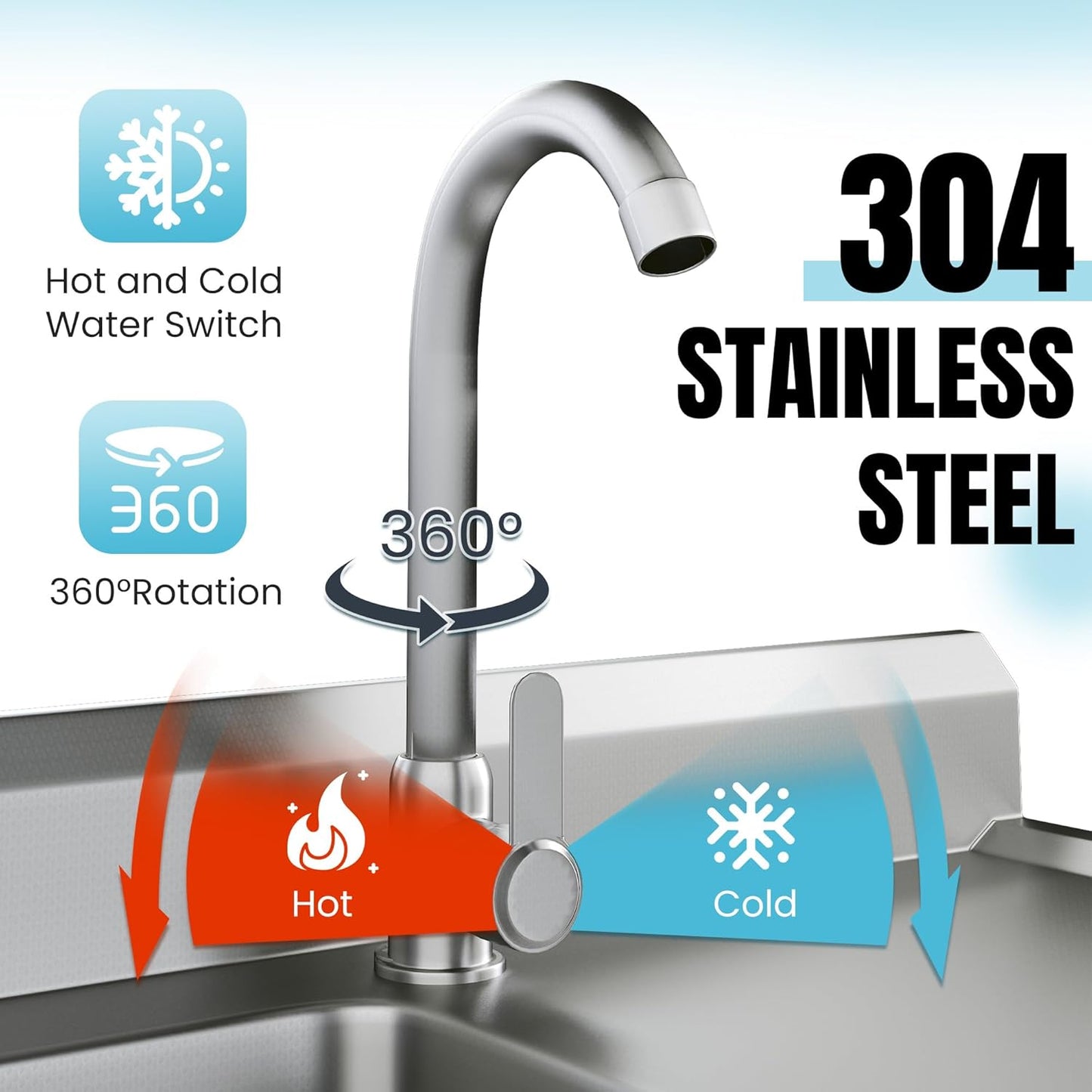 YODOLLA Stainless Steel Utility Sink Freestanding Outdoor Sink Station