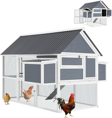 YODOLLA 84" Chicken Coop with Run, Wooden Chicken House