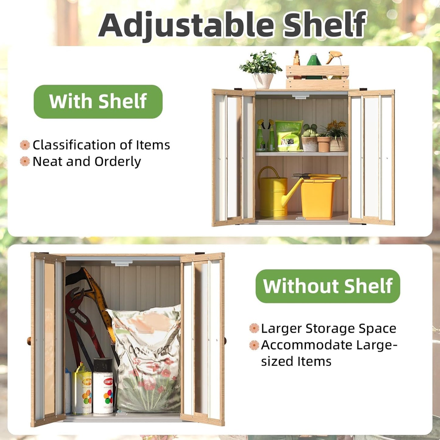 YODOLLA Outdoor Storage Cabinet Waterproof with Shelves, Deck Box
