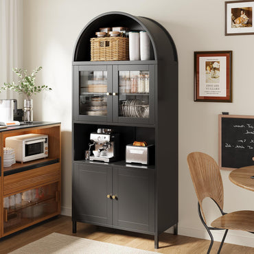 YODOLLA 73'' Arched Metal Bookshelf Display Cabinet