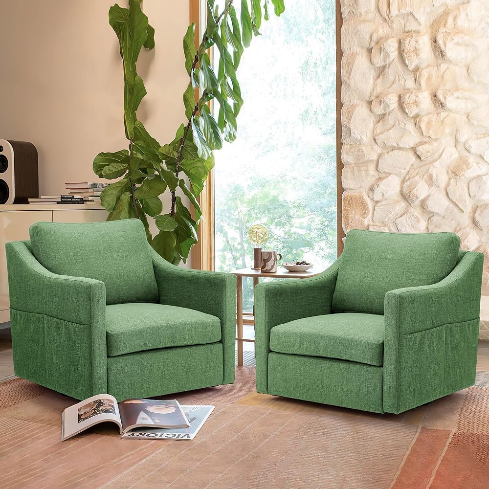 YODOLLA Swivel Armchair Fabric Accent Chair Nursery Rocking Chairs
