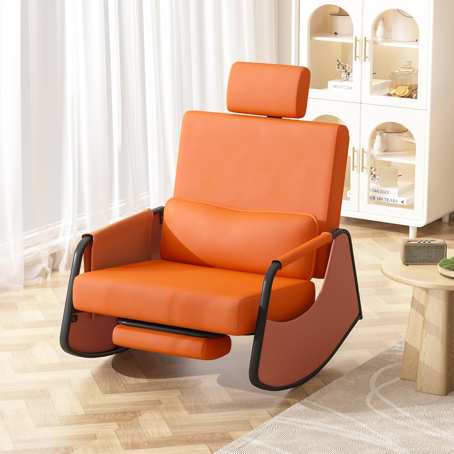 YODOLLA Rocking Chair with Retractable Footrest & Adjustable Backrest