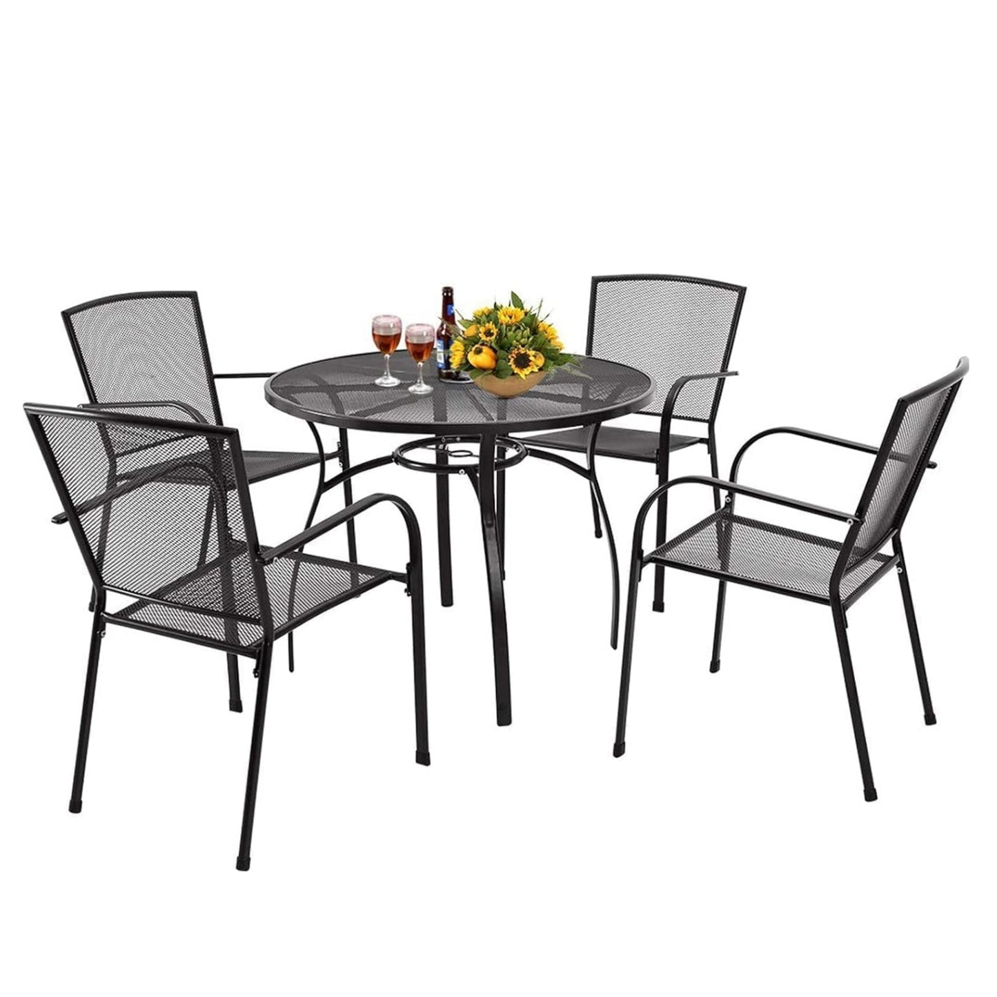 YODOLLA 5 Piece Outdoor Dining Sets with 1.73" Umbrella Hole