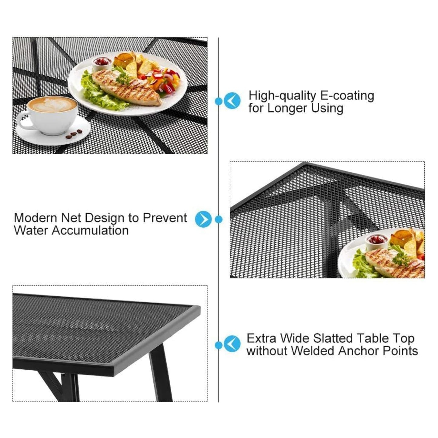 YODOLLA 51"x31" Outdoor Patio Dinning Table for 6 with 1.73" Umbrella Hole