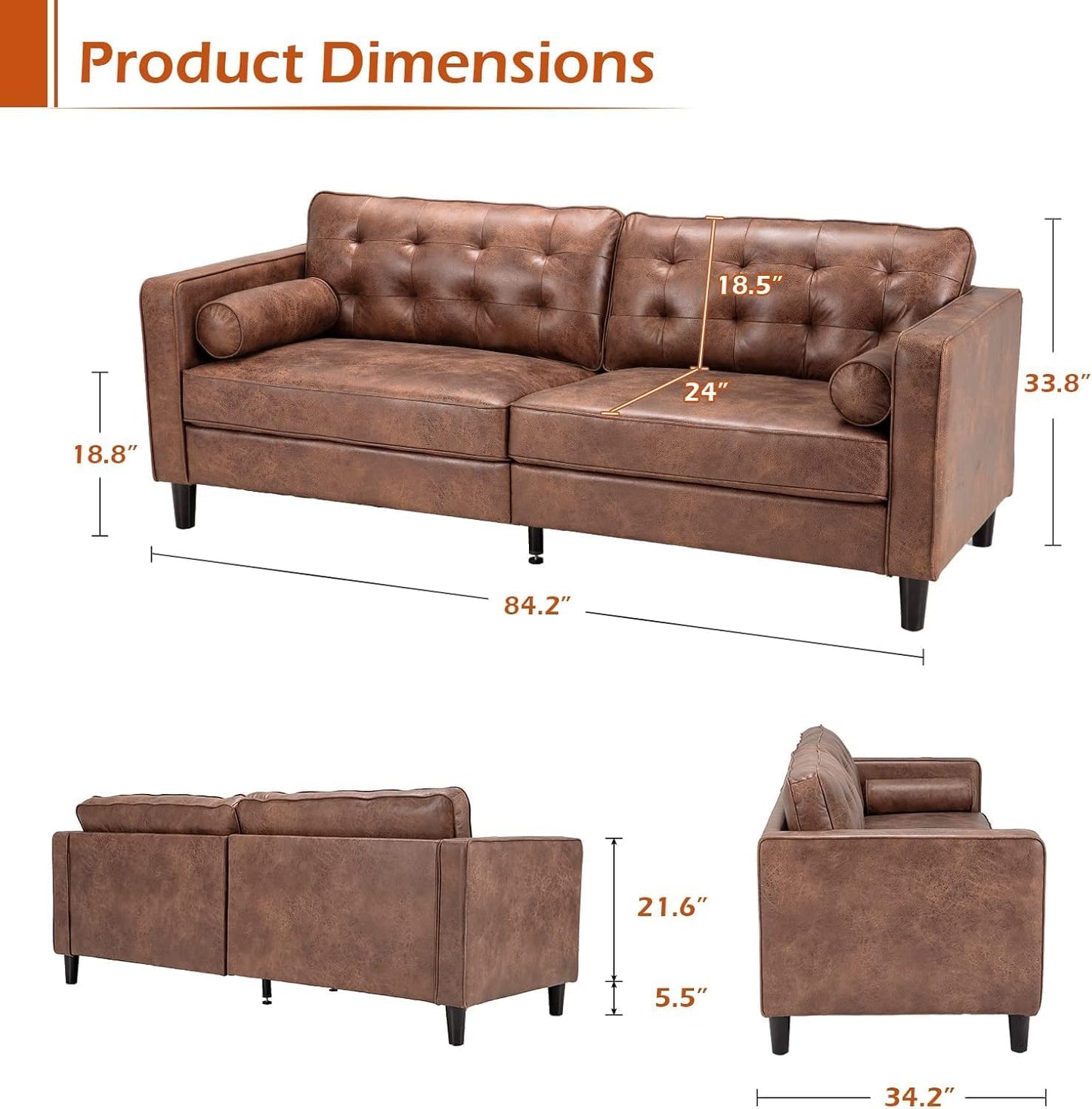 YODOLLA 84.2" 3-Seats Large Sofa Couch Couch