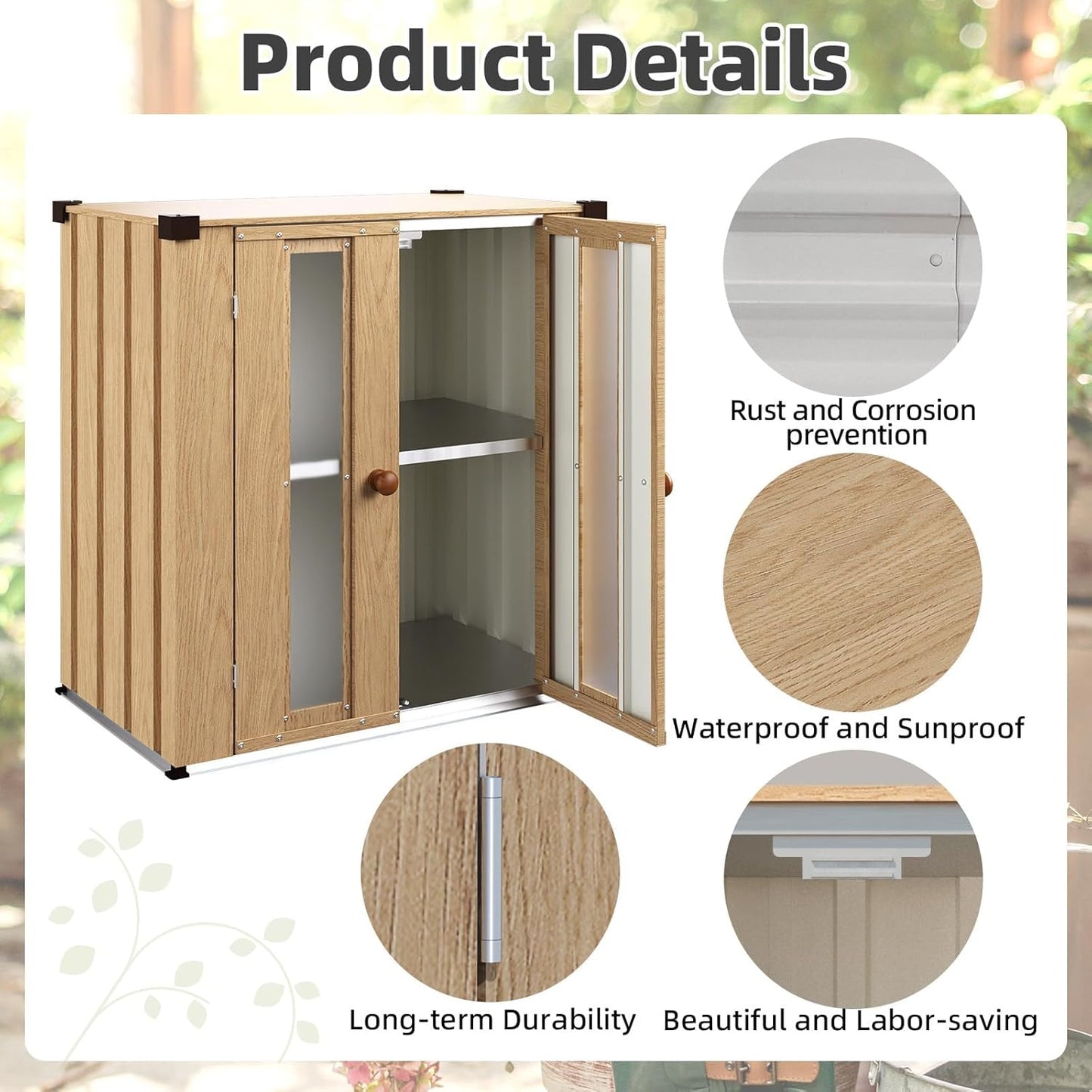 YODOLLA Outdoor Storage Cabinet Waterproof with Shelves, Deck Box