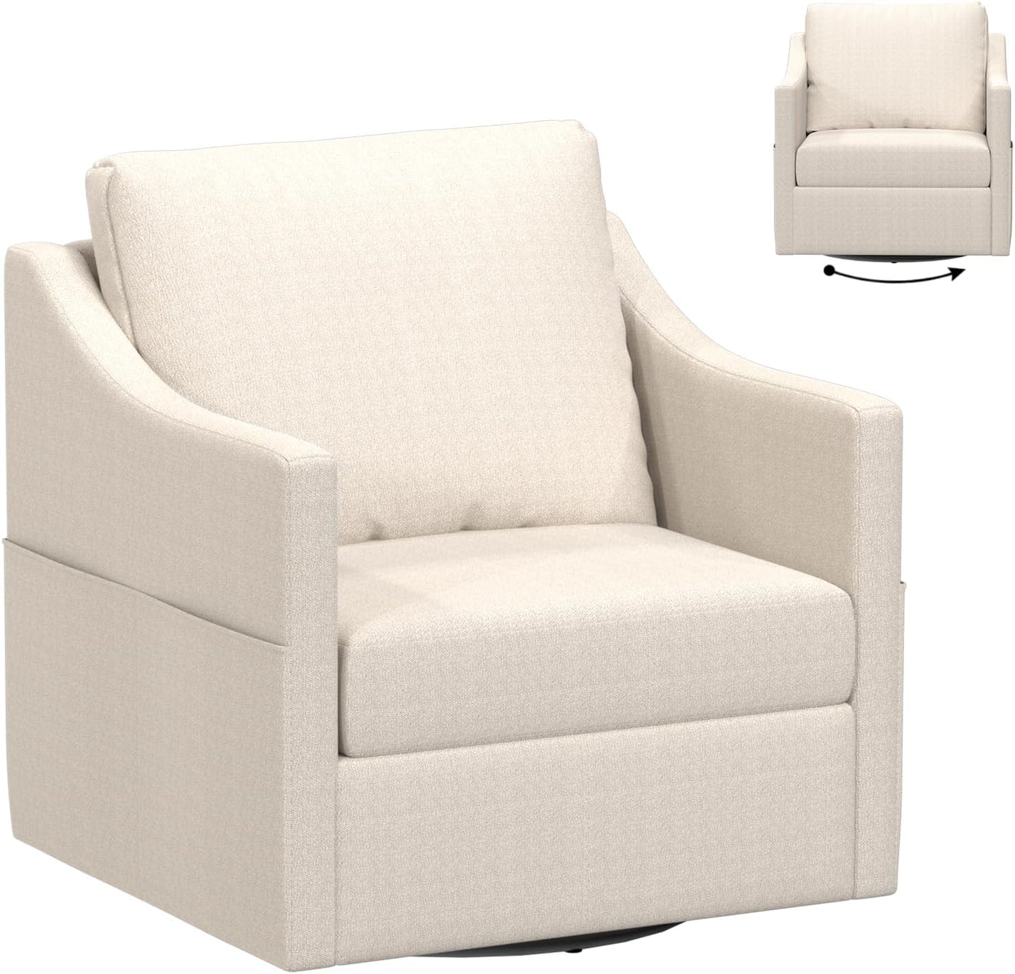 YODOLLA Swivel Armchair Fabric Accent Chair Nursery Rocking Chairs
