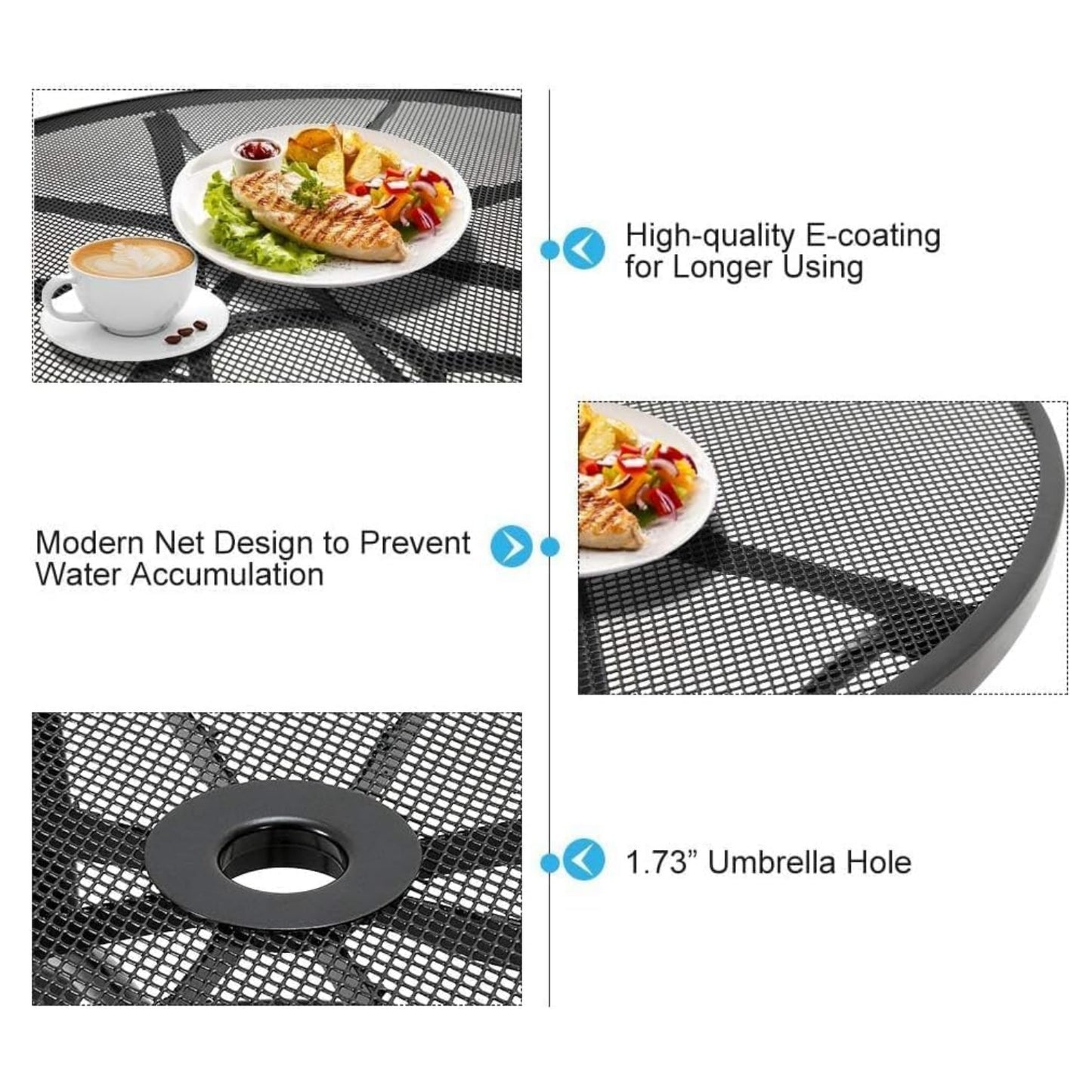 YODOLLA 5 Piece Outdoor Dining Sets with 1.73" Umbrella Hole
