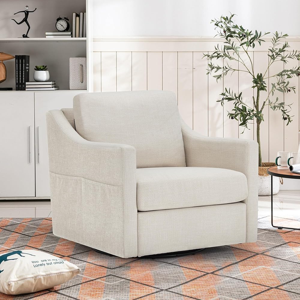 YODOLLA Swivel Armchair Fabric Accent Chair Nursery Rocking Chairs