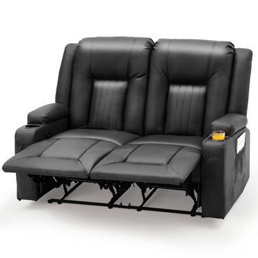 YODOLLA Reclining Loveseat Double Recliner Home Theater Seating, Black