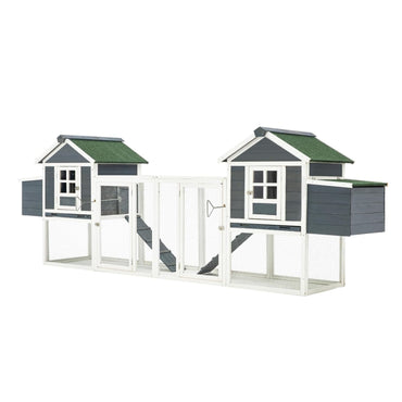 YODOLLA 123" Large Wooden Chicken Coop for 4-6 Chickens, Grey & White