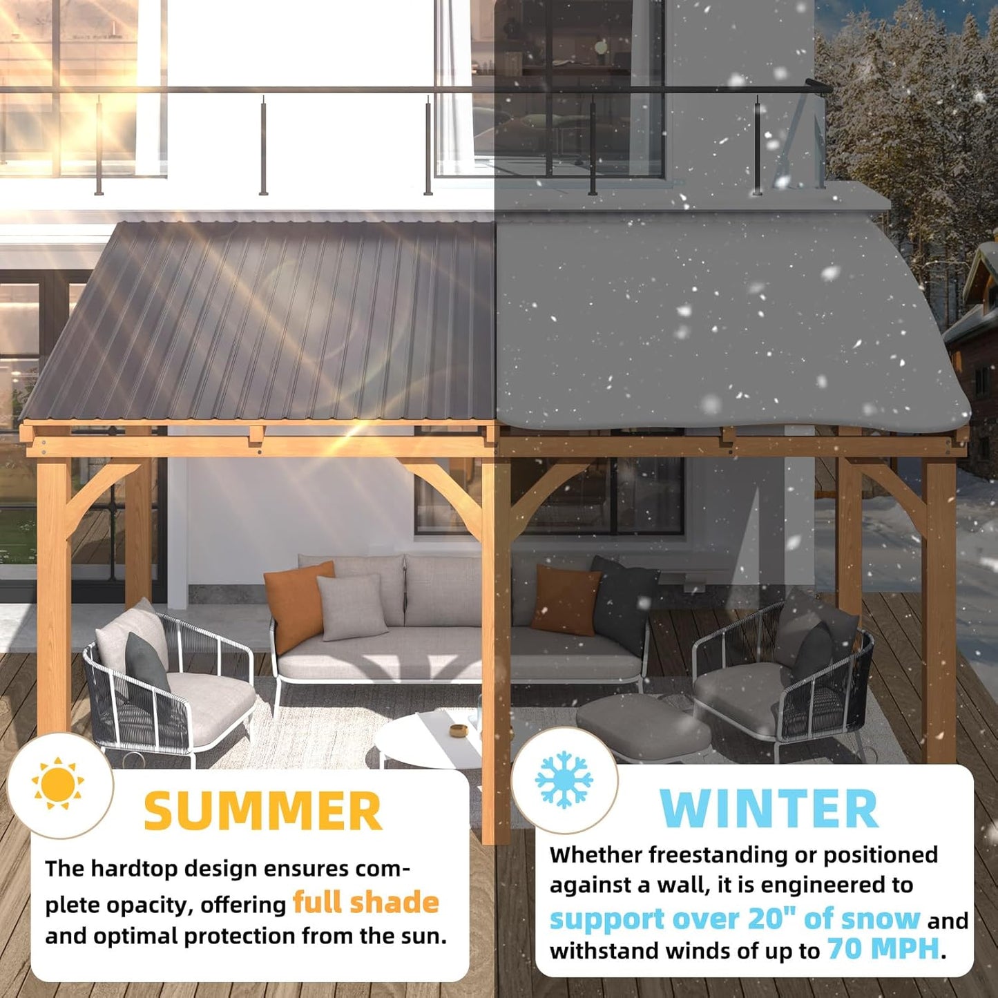YODOLLA Wall Mounted Outdoor Wood Gazebo for Patio