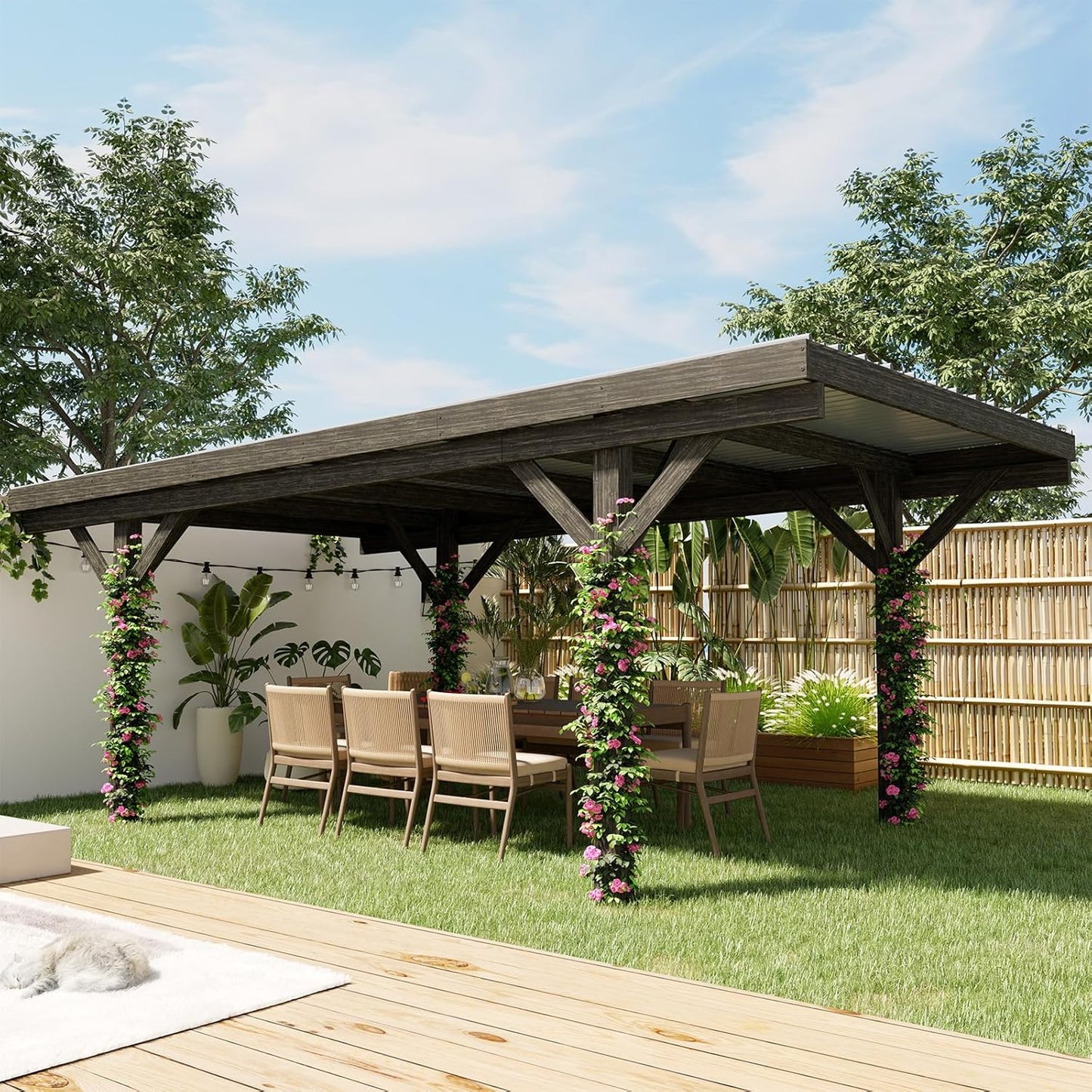 YODOLLA 12'x17' Wood Gazebo, Hardtop Outdoor Pergolas for Patio