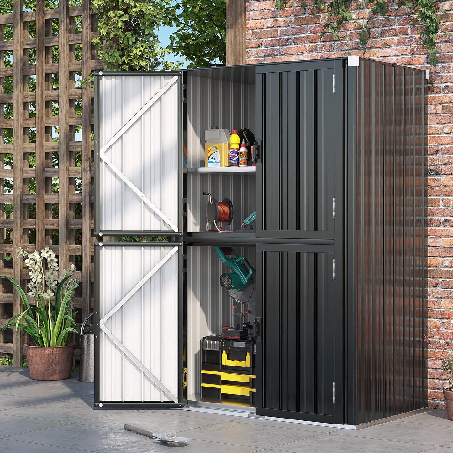 YODOLLA Outdoor Cabinet Outdoor Storage Cabinet, Gray