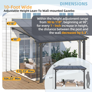 YODOLLA Adjustable Height Outdoor Gazebo Pergola for Patio