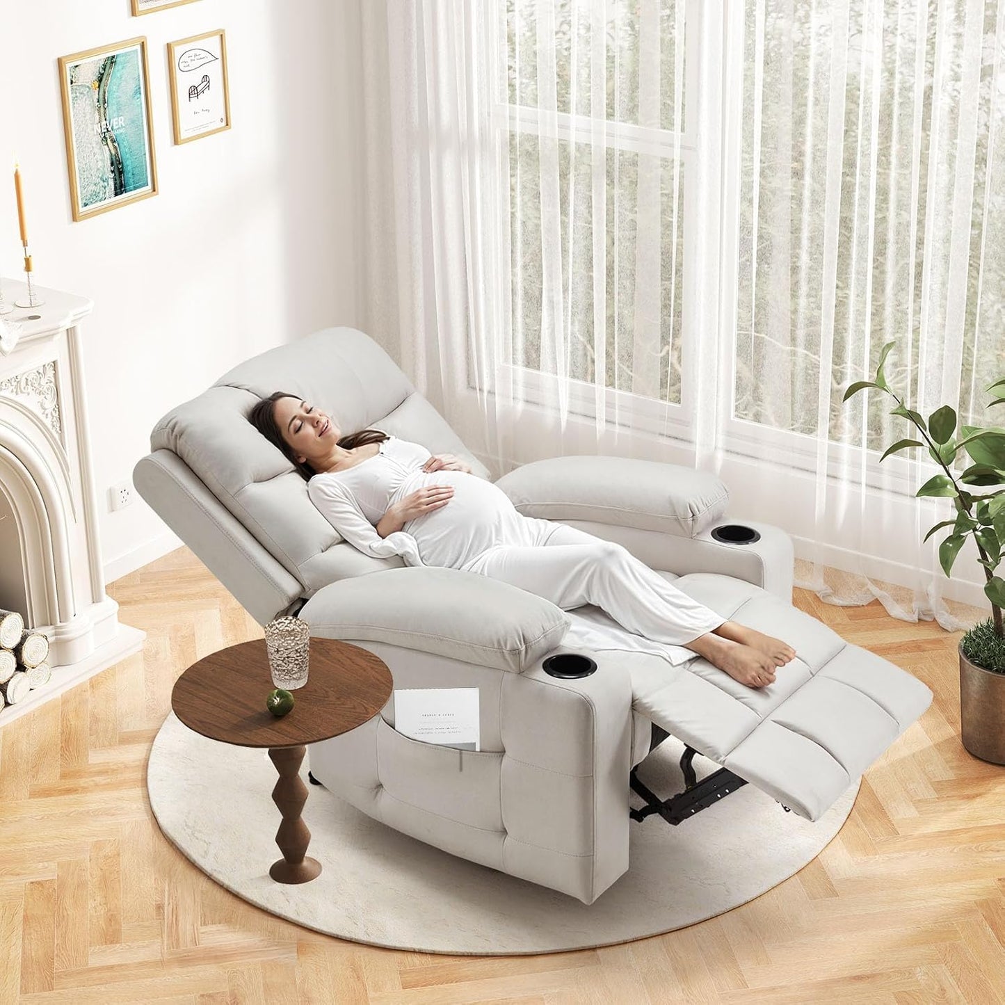YODOLLA Electric Recliner Nursery Chair with Wide Armrests