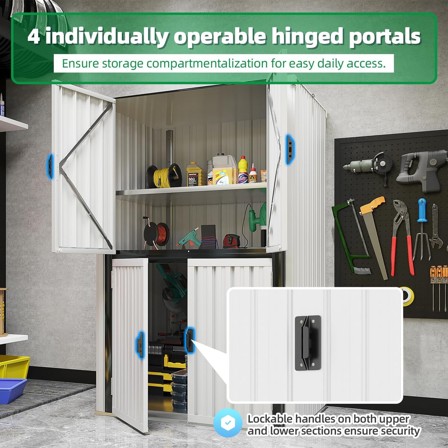 YODOLLA Outdoor Cabinet Outdoor Storage Cabinet, White