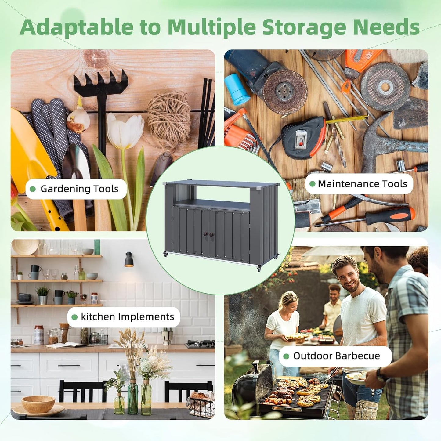 YODOLLA Outdoor Grill Table with Storage Cabinet Weatherproof, Dark Gray